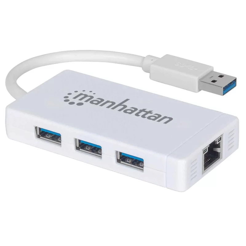 Adaptador Hub Manhattan 3 Puertos USB 3.0 - Rj45 